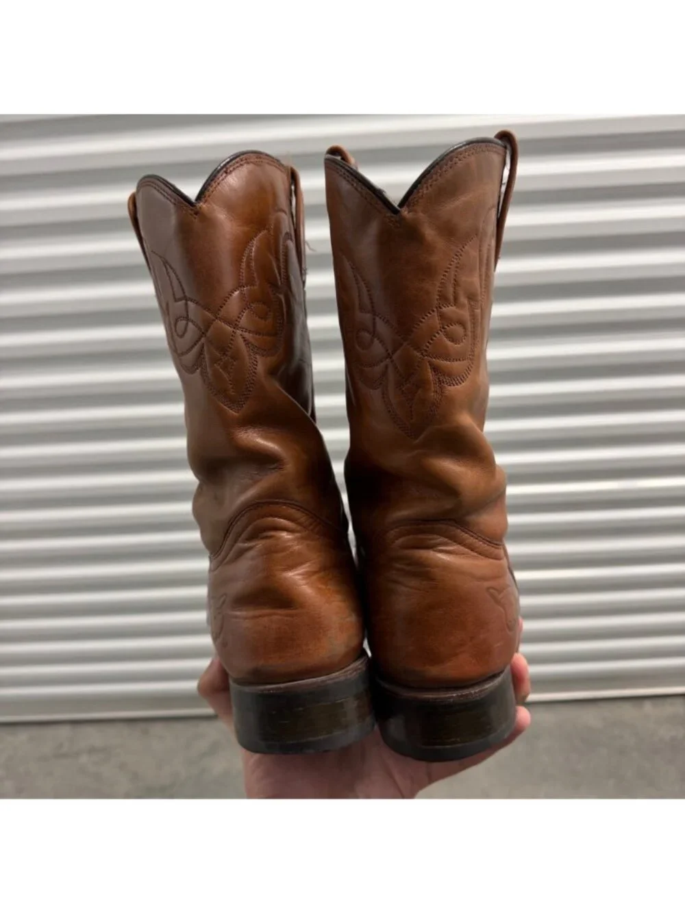 Tony Lama Mens Western Cowboy Boots Brown Leather Size 8.5 EE